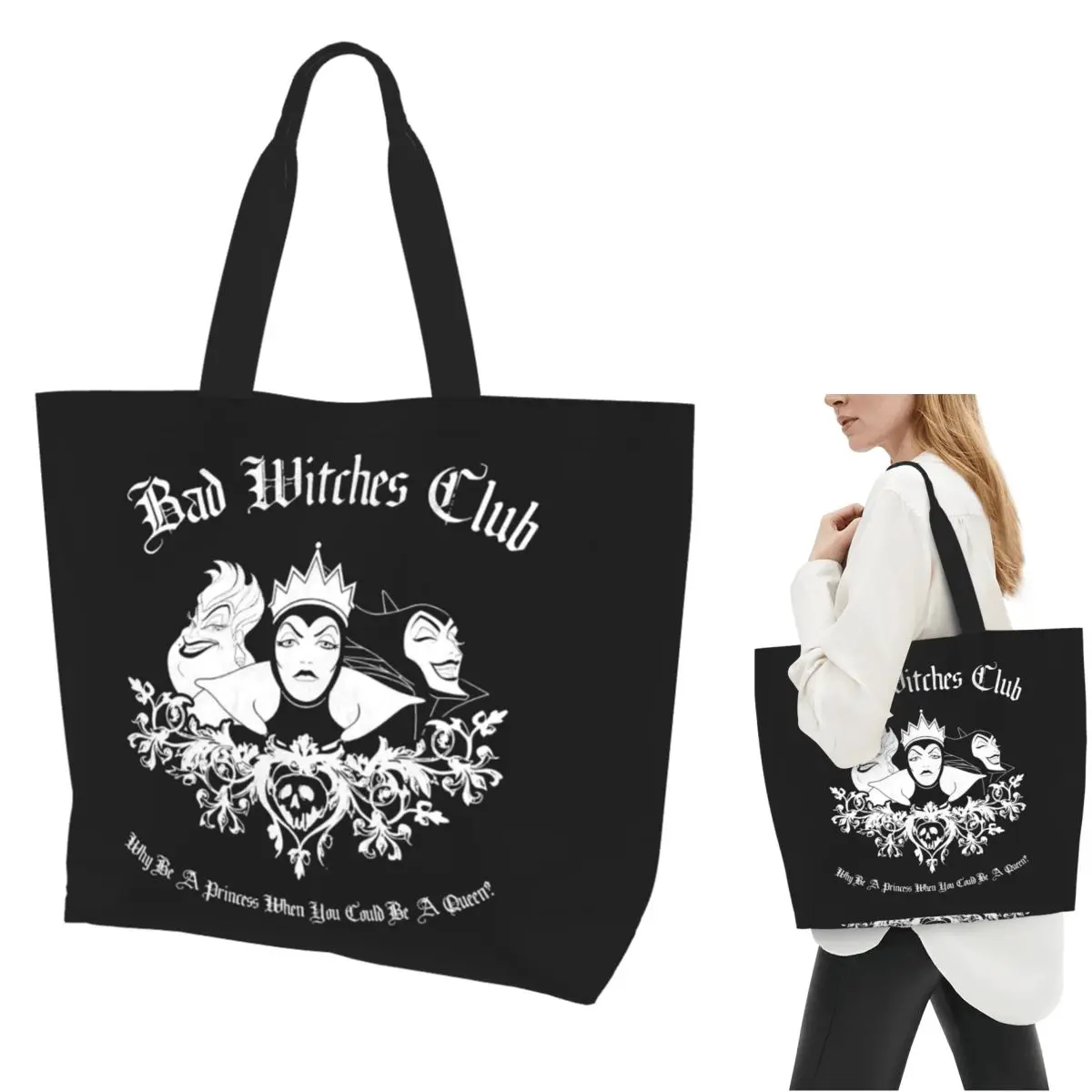 

Злодеи Bad Witches Club Group Сумка для покупок Холщовая сумка на плечо большой вместимости Сумка-шоппер для продуктов для женщин