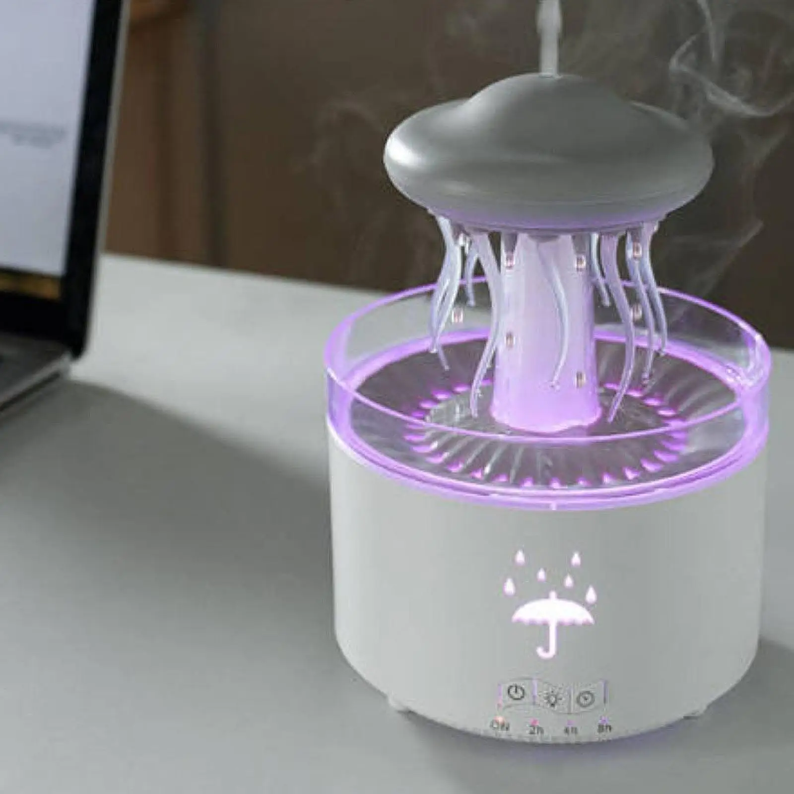 Rotating Raindrop Humidifier 3 Gear Timing with Distant Control Aroma Humidifier for Study Home Tabletop Bedside Table Office