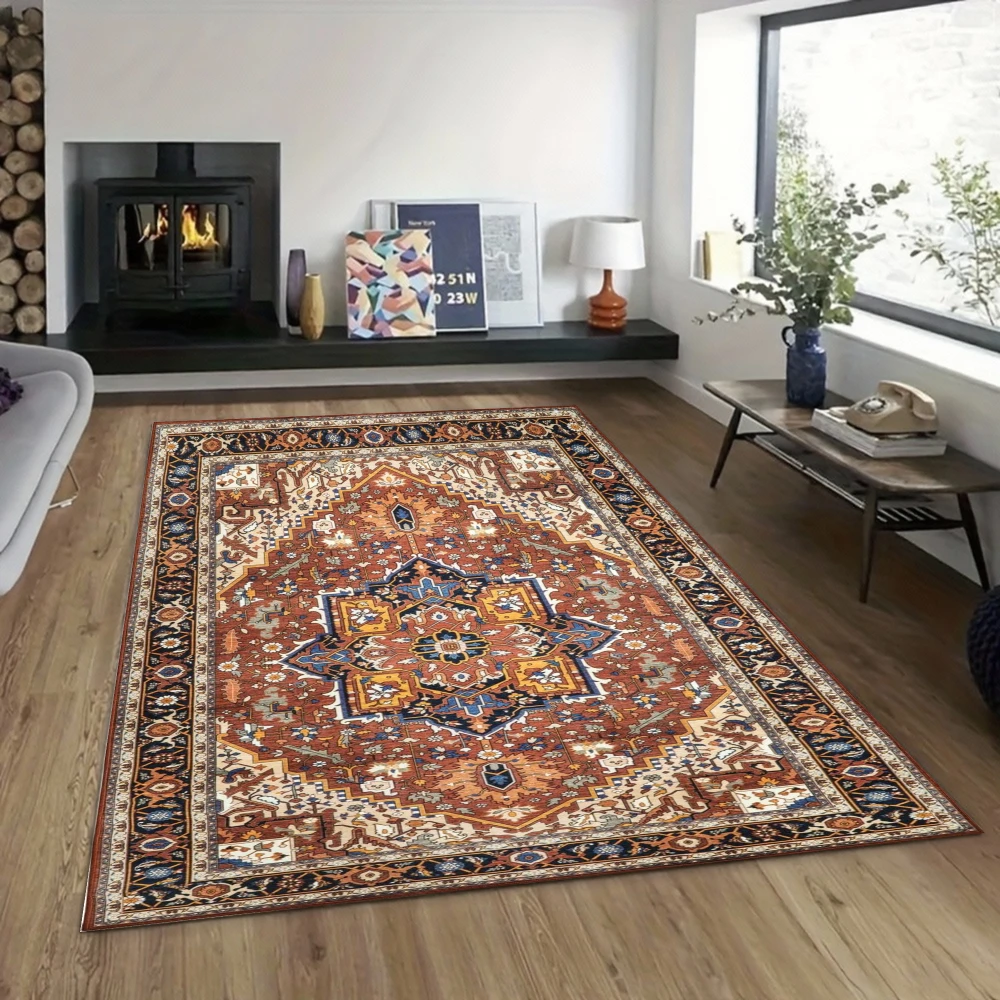 

Boho Vintage Area Rug Washable Carpet Retro Moroccan Oriental Neutral Large Rug Nonslip Floor Mat for Living Room Bedroom Office