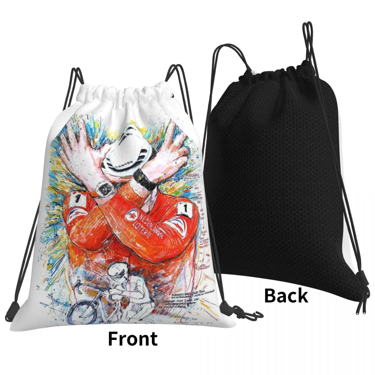 Mathieu Van Der Poel Cyclist MVDP Dutch Cyclist College Backpacks Drawstring Bags Sports Bag Book Bags for Travel Students