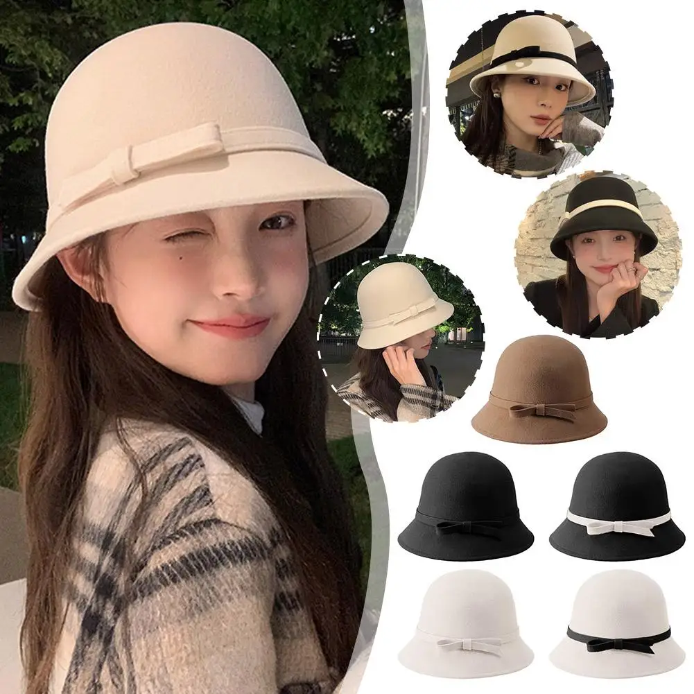 2024 Autumn And Winter Women's French Hepburn Style Fisherman Face Hats Small Small Basin Enhancing Hats Fragrant Hats Vers V9h3