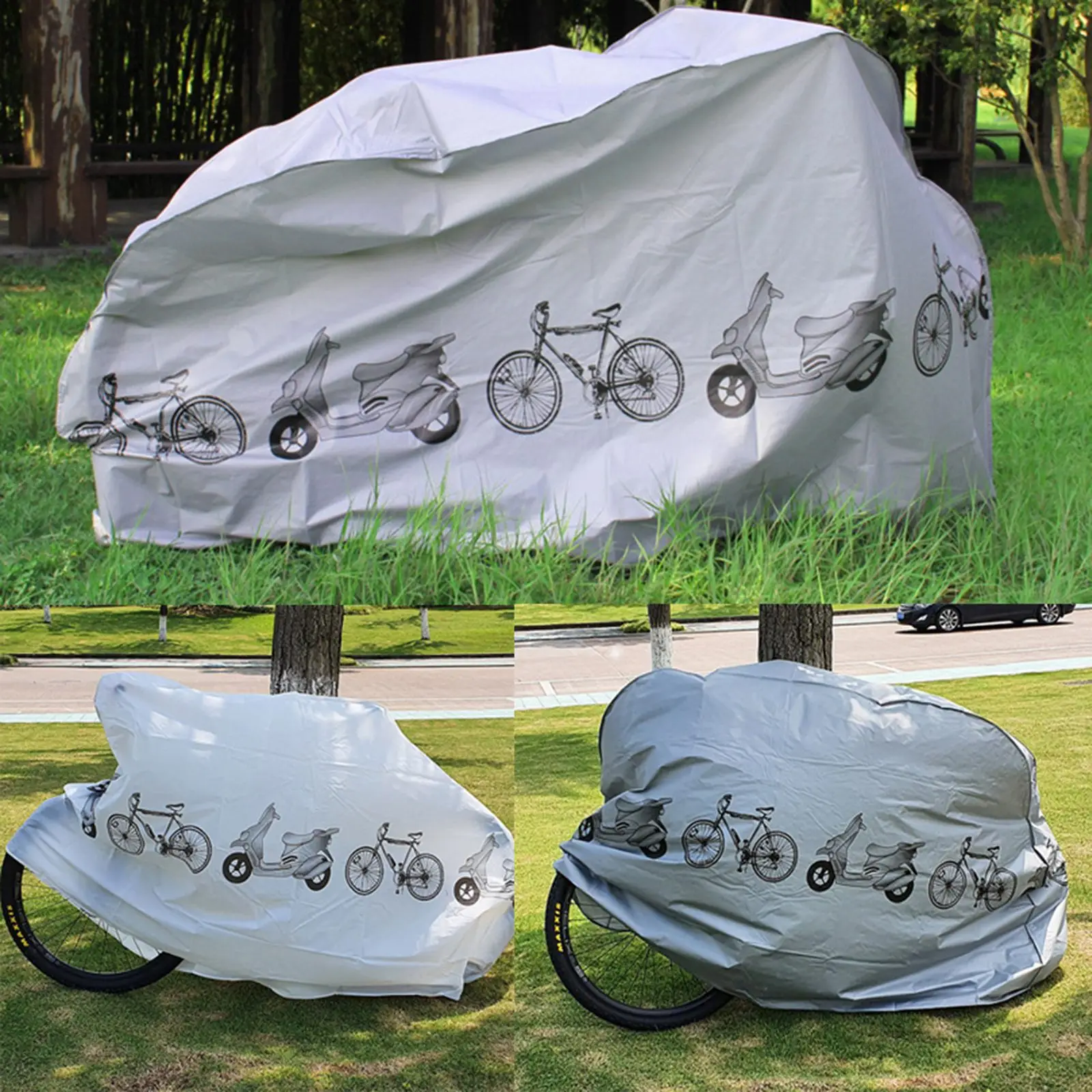 Waterproof Bike Covers Protective Against-Sun Rain Dust Grey 180g 200x100CM Electric Vehicles Bicycle Accessories Outdoors Cover