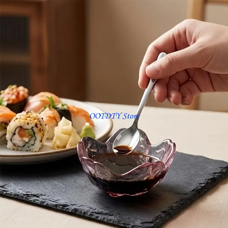 367A Glass Condiment Dish Set with Flower Design for Family Table Service