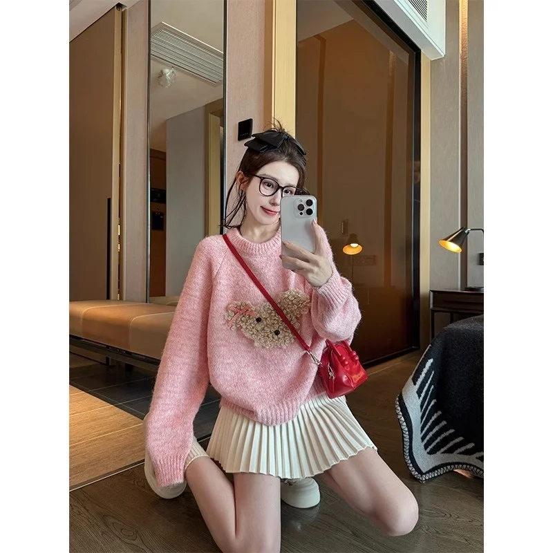 

Korean Style Soft Casual Knitted Sweater Women's Autumn Winter New Inner Wear School Style Comfortable Loose Fit Pullover