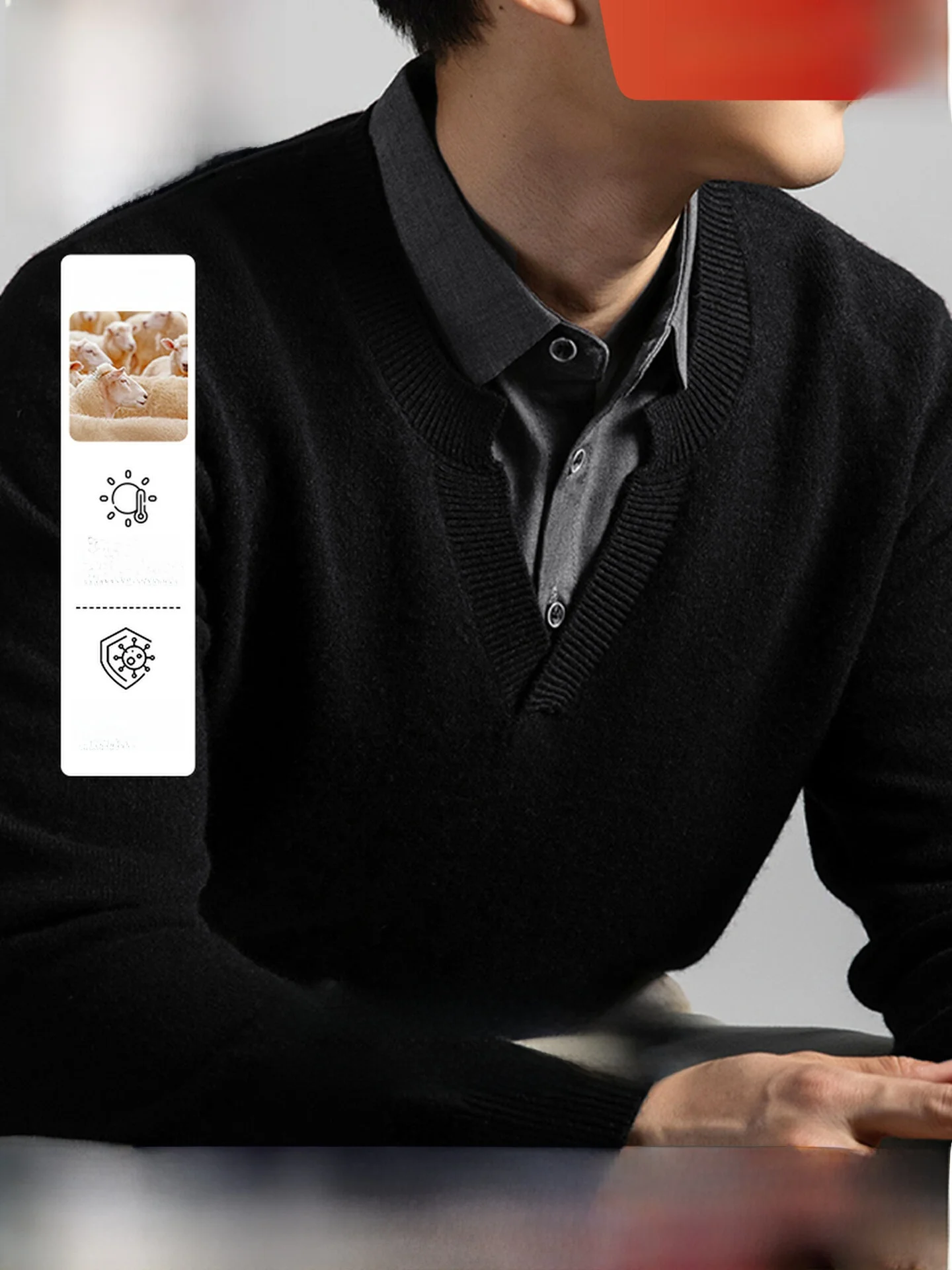 

Мужской вязаный свитер Pierre Cardin для мужчин среднего возраста, имитация двухслойности, с воротником, зимний, модный, деловой, повседневный, с длинным рукавом