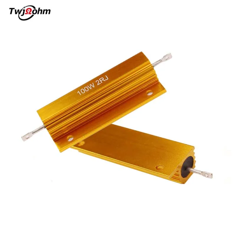 2PCS RX24-100W high power resistor 0.1R3R1R2R300R10R4R50R1K6R 0.5R 8ROhm 47R20R1K20K heat dissipation aluminum case resistor