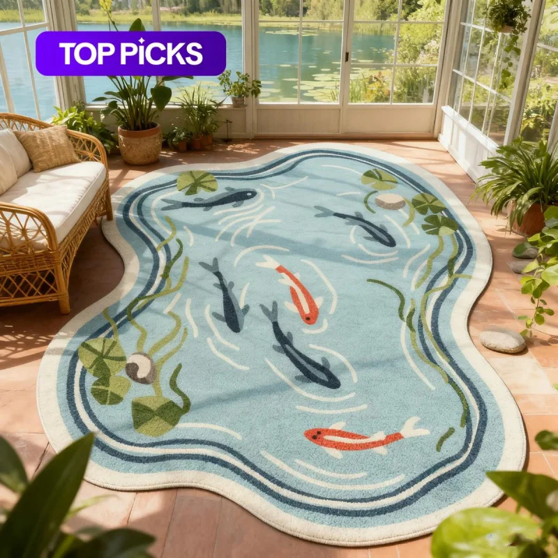 

Ковер VIKAMA Koi Play Pool Alien Carp, новый китайский декоративный ковер для гостиной, балкона, чайной комнаты