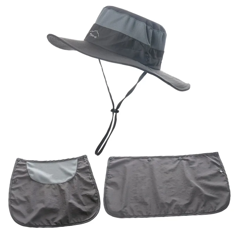 CAMOLAND Breathable Mesh Bucket Hat With Neck Flap Women Men Waterproof Hiking Fishing Hats Summer UV Protection Sun Caps