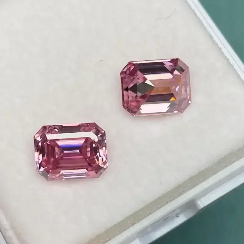 Best Selling Pink Emerald Cut Moissanite Loose Stone for Ring Earrings Making Accept customization