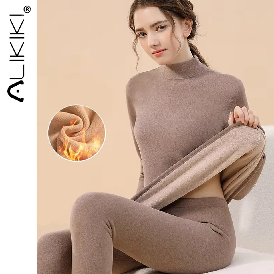 Thermal Underwear for Women Long Johns with Fleece Lined Base Layer Pajama Set Women Cold Weather Top Bottom