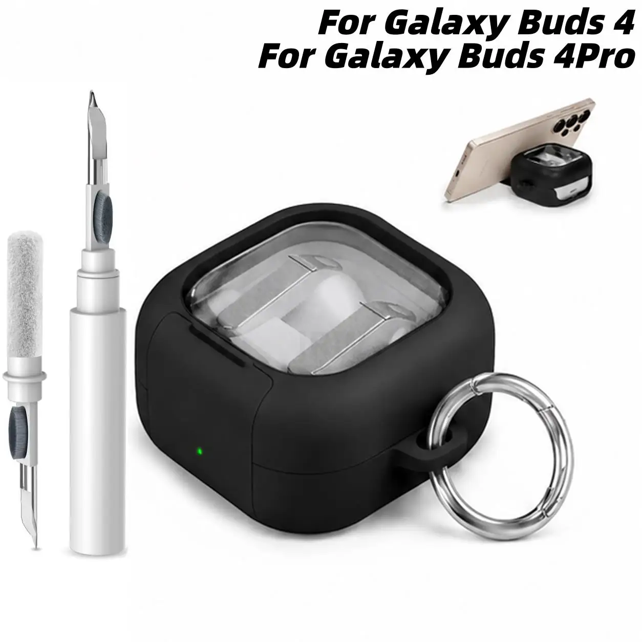 2026 for Samsung Galaxy Buds 4Pro Clear Case with Keychain Shockproof Case with Cleaning Kit for Galaxy Buds 4 Cover Accessories