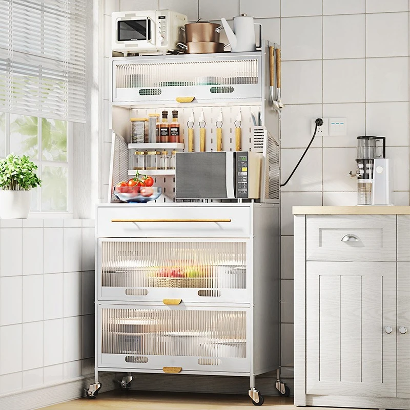 Living Room Storage Side Cabinet Hole Board Shelf Removable Household Wall Kitchen Tableware Locker