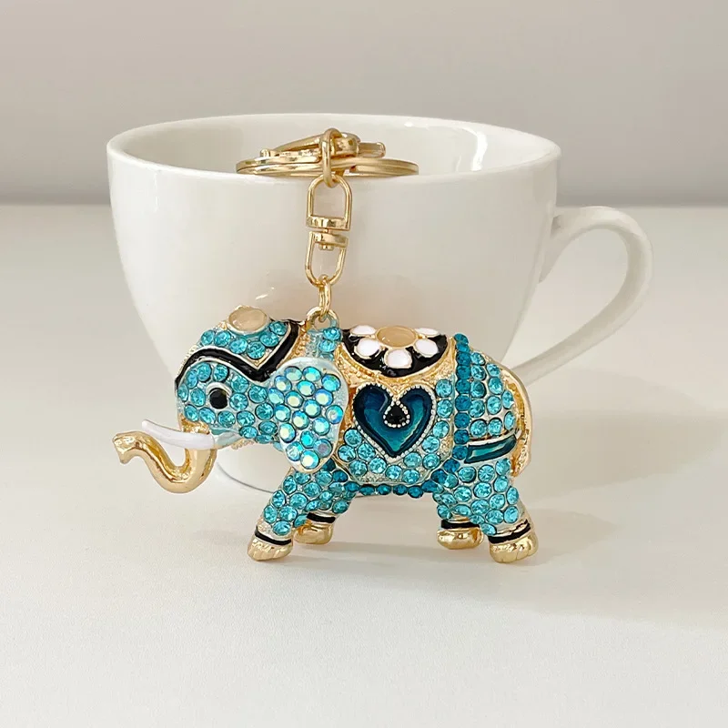 Hot green Elephant Keychain Animal Elephant Pendant Keyring for Women Men Car Key Holder Gift