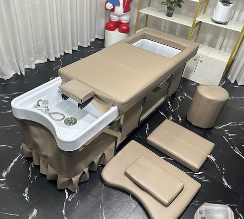 Beauty Salon Does Not Need to Connect to the Downcomer Water Storage Shampoo Chair Comes with Water Heater Head Treatment