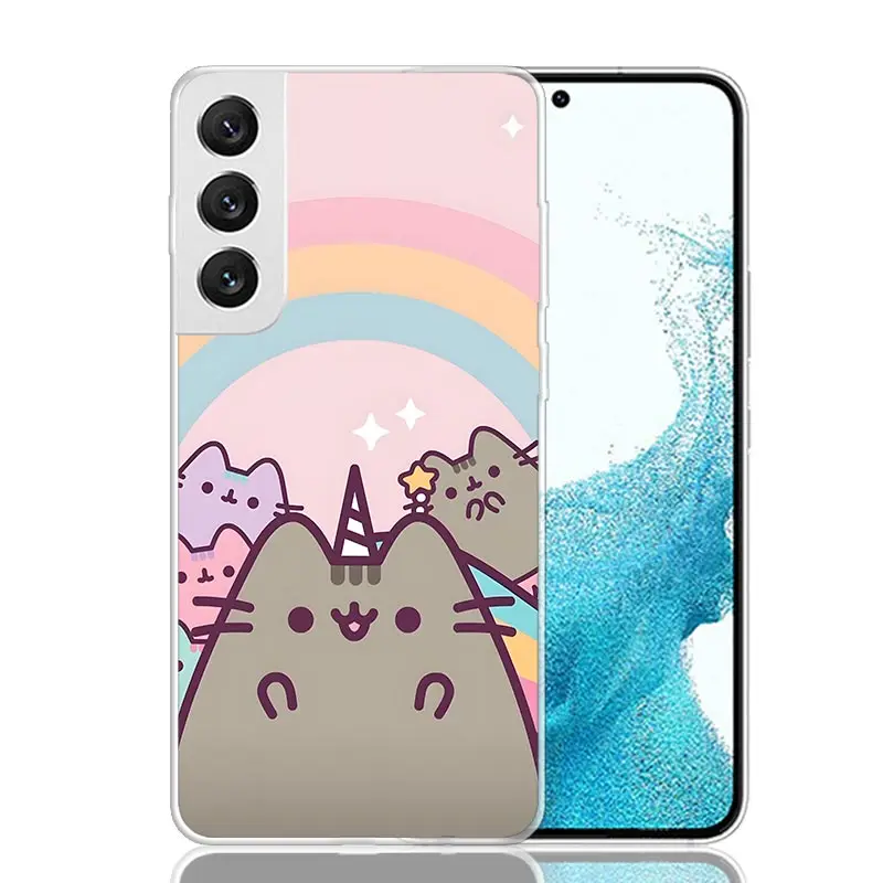 Cartoon Pusheen Cat For Samsung Galaxy S25 S24 S23 S21 S22 Ultra Phone Case S10 Plus S20 FE + Housing Shell Coque Cover