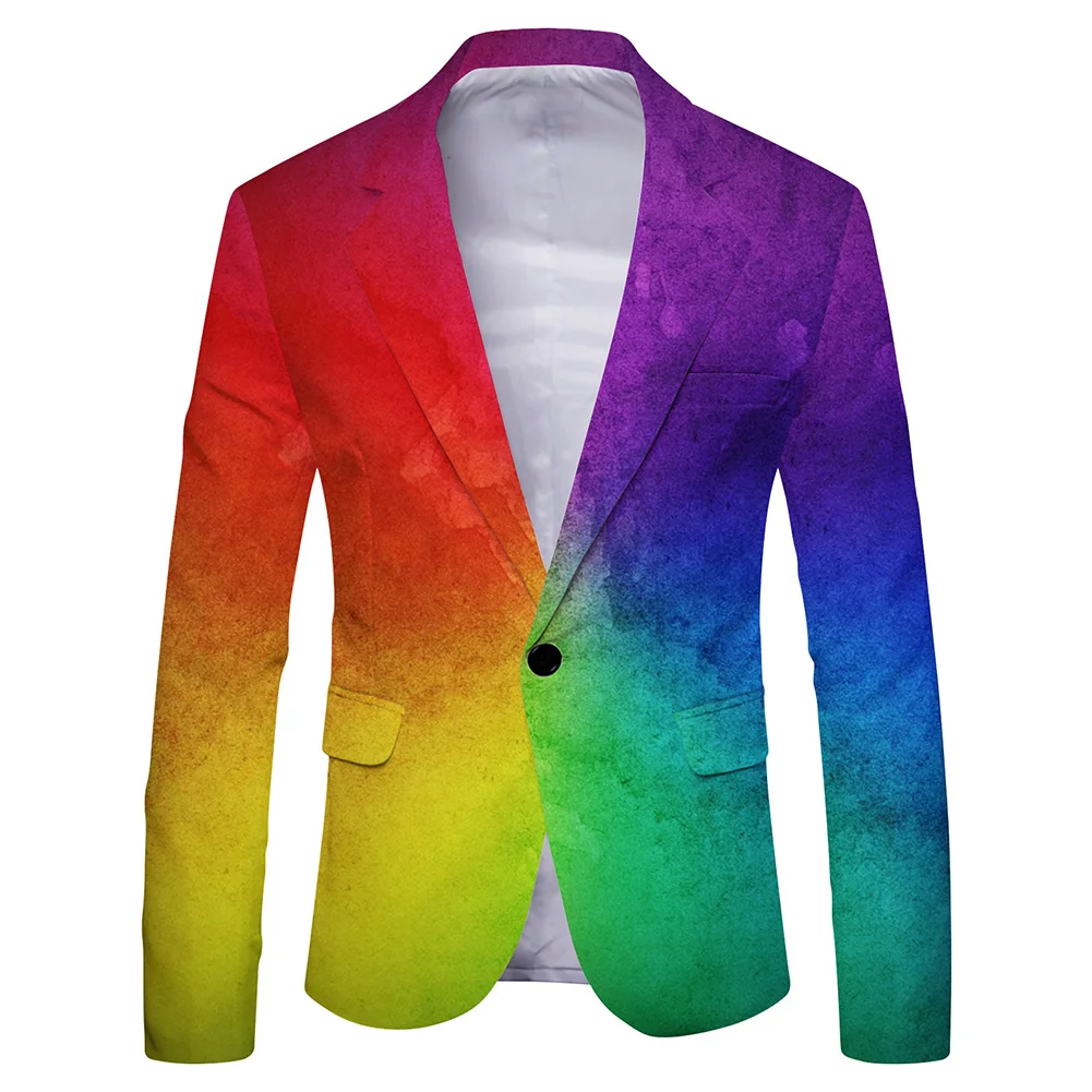Men\'s Fashionable Printed Blazer with Long Sleeves and Slight Stretch for Smart Casual Looks in Spring and Fall