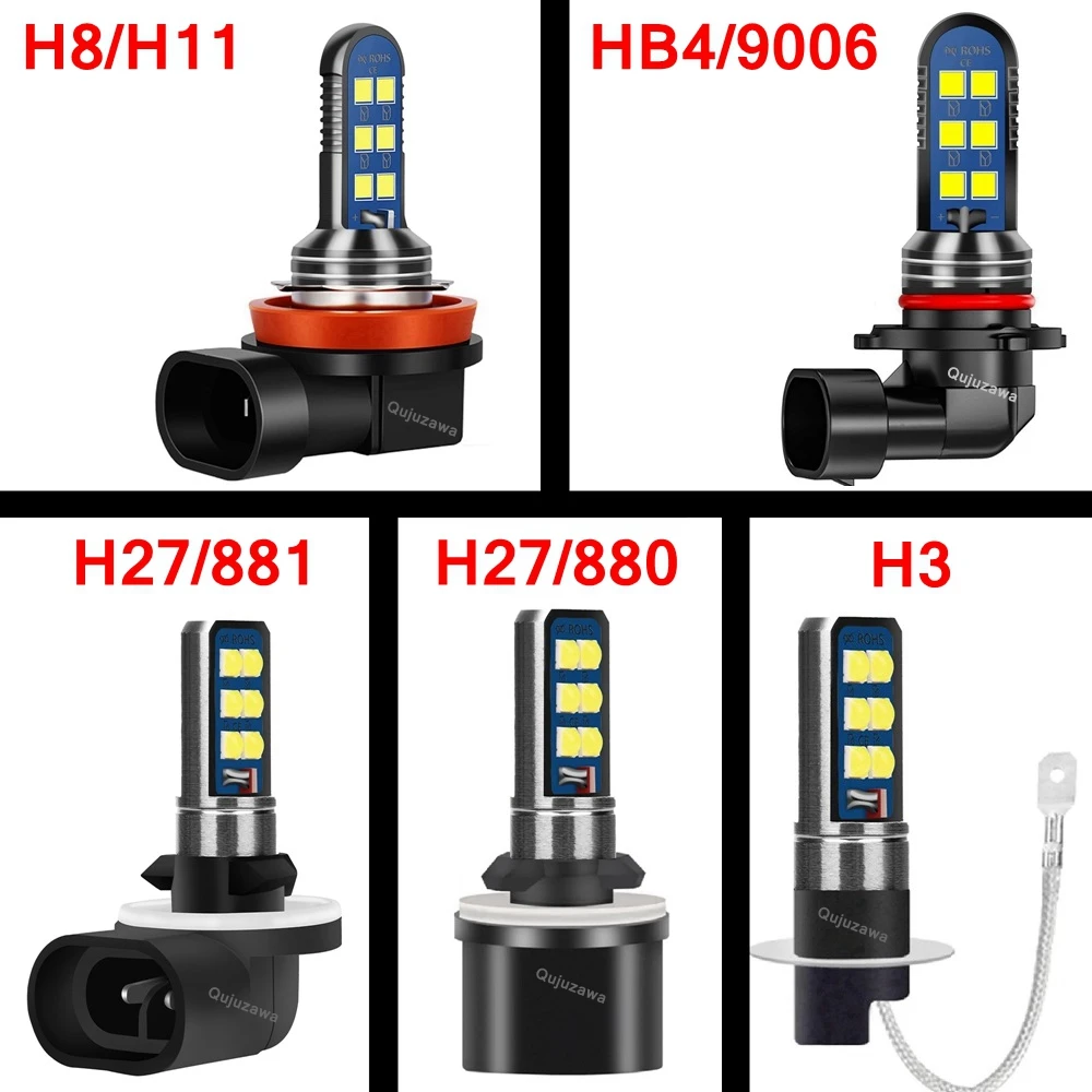 

2Pcs H3 H8 H11 9006 HB4 881 880 H27 LED Bulbs Auto Anti Fog Lamps Car Truck Driving Running Light Foglamps 6000K White 12V24V