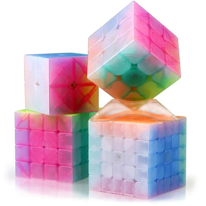 4Pcs/set QiYi Jelly Magic Cube 2x2 3x3 4x4 5x5 Educational Puzzle Magic Cube Toys For Children Kids Gift Toy Cubo Magico