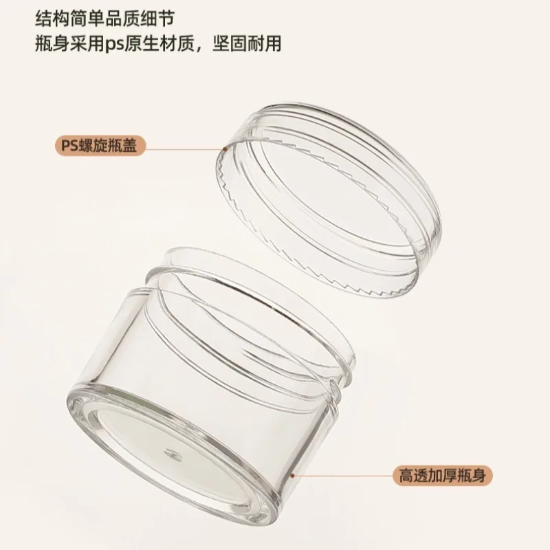 15/20/30 جرام صندوق كريم شفاف PS إعادة الملء الجرار زجاجة مستحضرات التجميل علبة التعبئة والتغليف السفر زجاجات إعادة الملء عرض المجوهرات