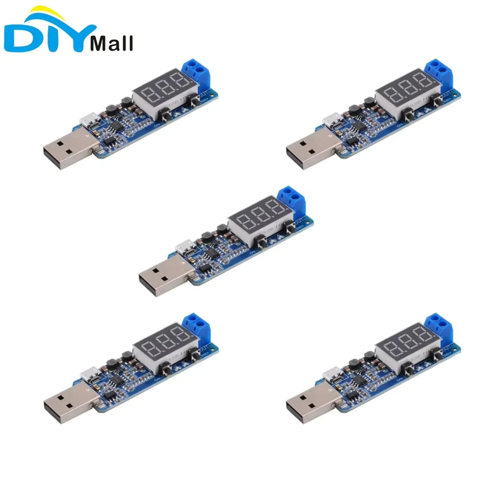 

5PCS Digital Control USB Voltage Regulating Module 5V to 3.3V 9V 12V 24V Desktop Power Module XY-UPA