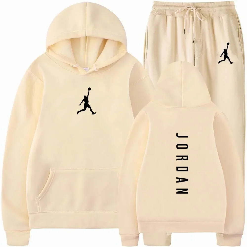 2025 Spring and autumn outdoor fitness basketball casual sportwear set fashion men's hooded jumper + jogging pants two-piece set