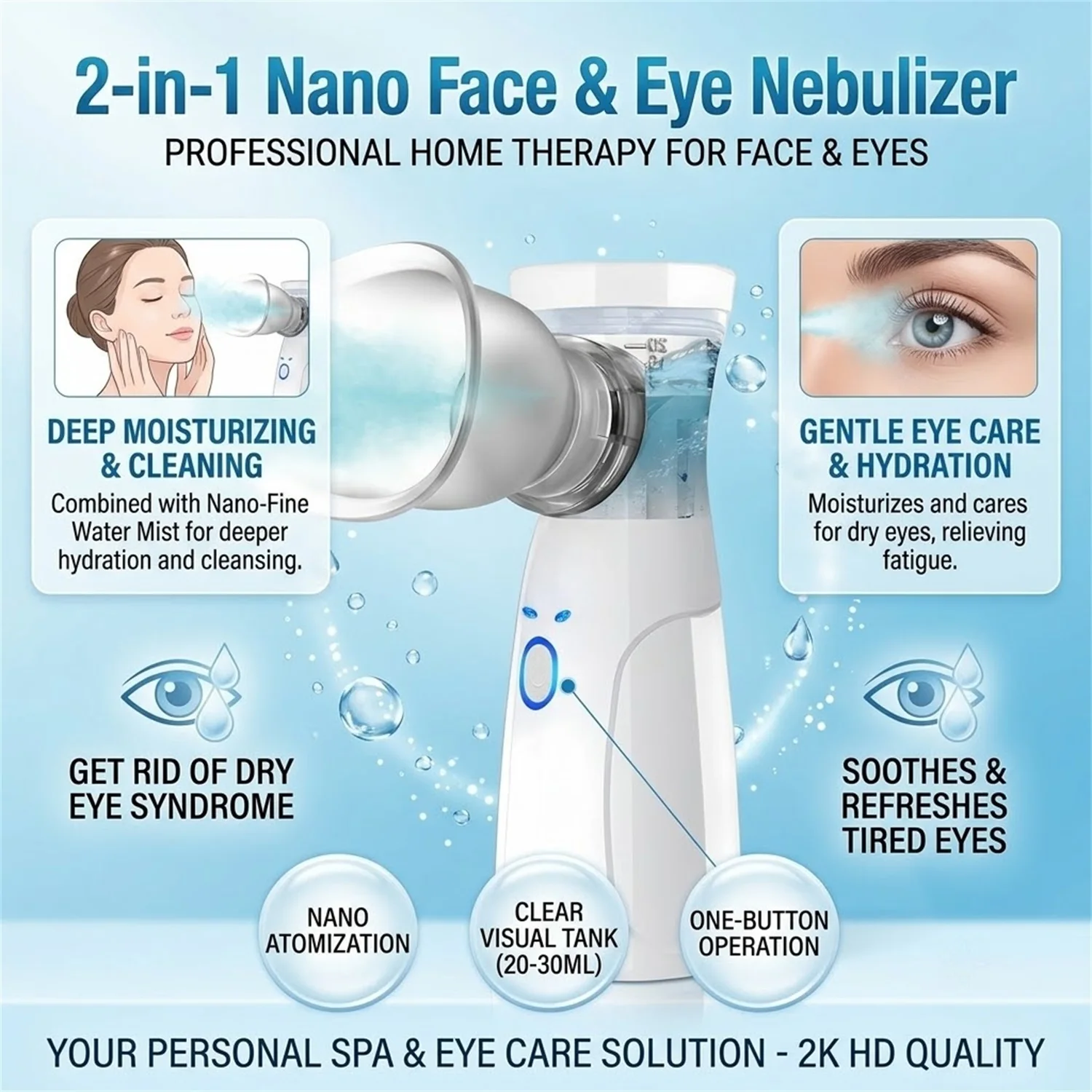 Beauty Eye Sprayer Eye Nebulizer for Dry Eye Relieve Eye Fatigue Eye Steam Sprayer for Moisturize Eye / Face Home Humidifier