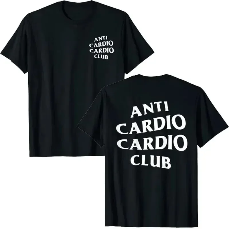 

Print Graphic Tee Tos for Men Clothing Exercise Fitness Outfits Summer Anti Cardio Cardio Club Gym Life Sayings Letter t shirt