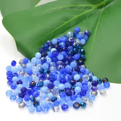 Dark Blue Multicolor 4/6mm 145pcs Rondelle Austria Faceted Crystal Glass Beads Loose Spacer Round Beads for DIY Jewelry Making