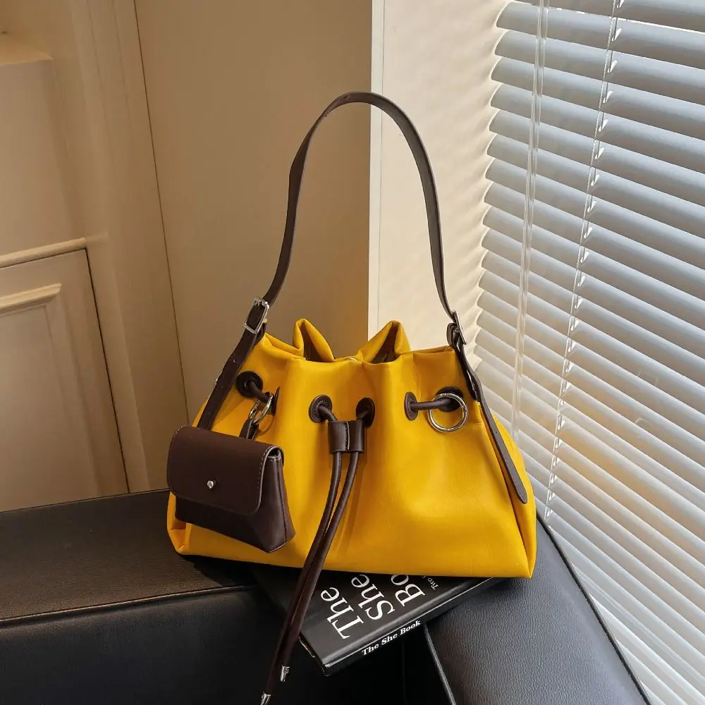 لطيف الكورية نمط الرباط دلو حقيبة يد بلون بولي PU حقيبة كتف يده أسطواني حقيبة كروسبودي عامل المكتب #3