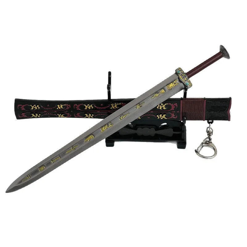 22 سنتيمتر سلاح الباردة نموذج شاو يو السيف التحارب الدول فترة السيف حلية السيف المفاتيح الصبي هدية سيف ساموراي أنيمي الطرفية