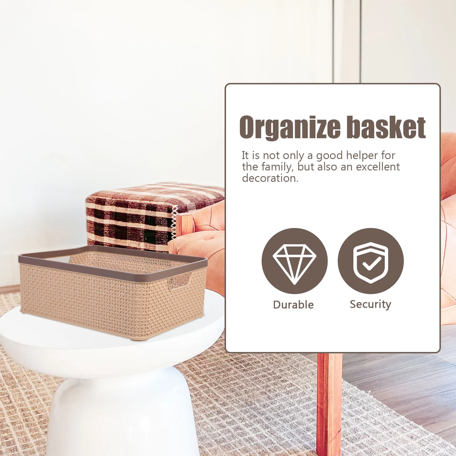 

Large Capacity Plastic Storage Basket Desktop Organizer Sundries Container Household Basket Decorative Bin