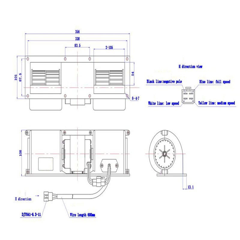 High Performance Truck Air Conditioner Heating System Evaporator Blower 24V And 12V ZHF2602DZ