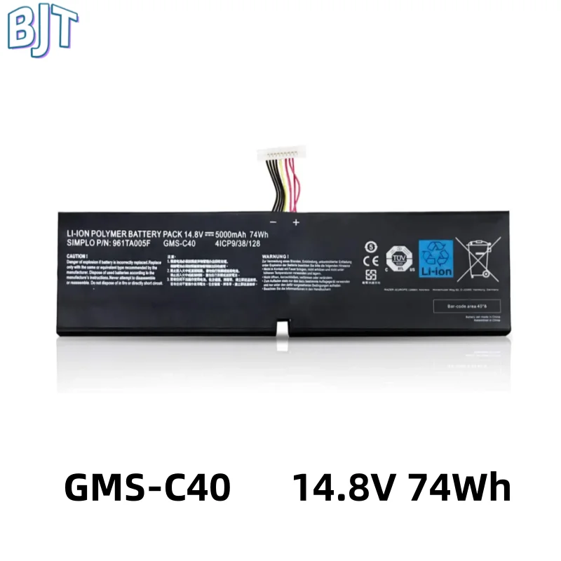 

100% New GMS-C40 Notebook Laptop Battery 14.8V 74Wh 5000mAh for Razer Blade Pro 2013 2015 RZ09-009911010 961TA005F 8 Cell