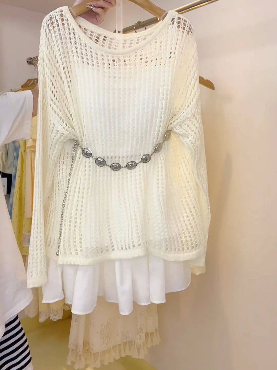 

Salt Series n Long Sve, ажурная накидка, женская летняя модная защита от солнца, корейский свободный крой