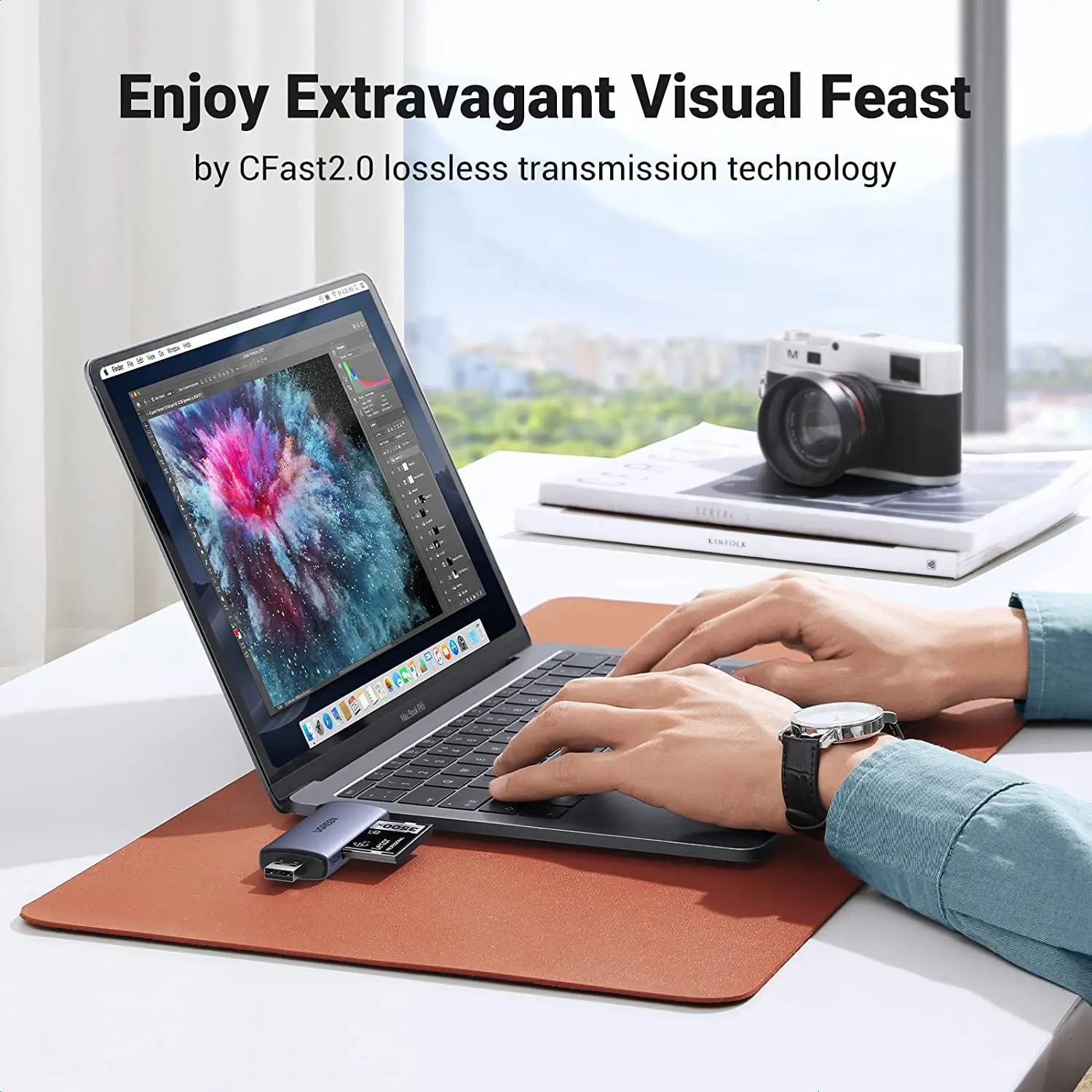 UGREEN Lettore di schede CFast USB 3.0 Lettore di schede di memoria da USB C a CFast 2.0 per computer PC MacBook Air Pro