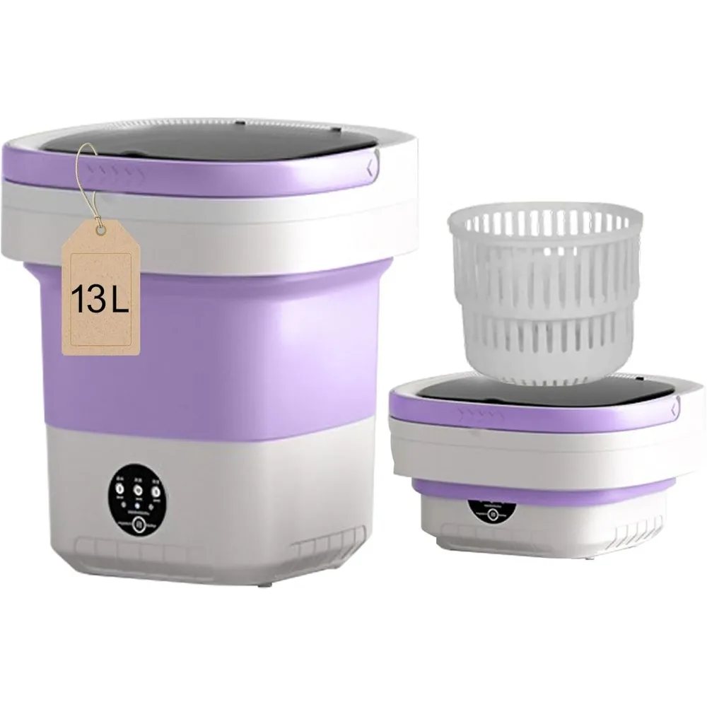 Portable Washing Machine, 13L, with Spin Basket and 2 Wash Bags, Ideal for Underwear, Socks, Baby Clothes - Perfect for Travel