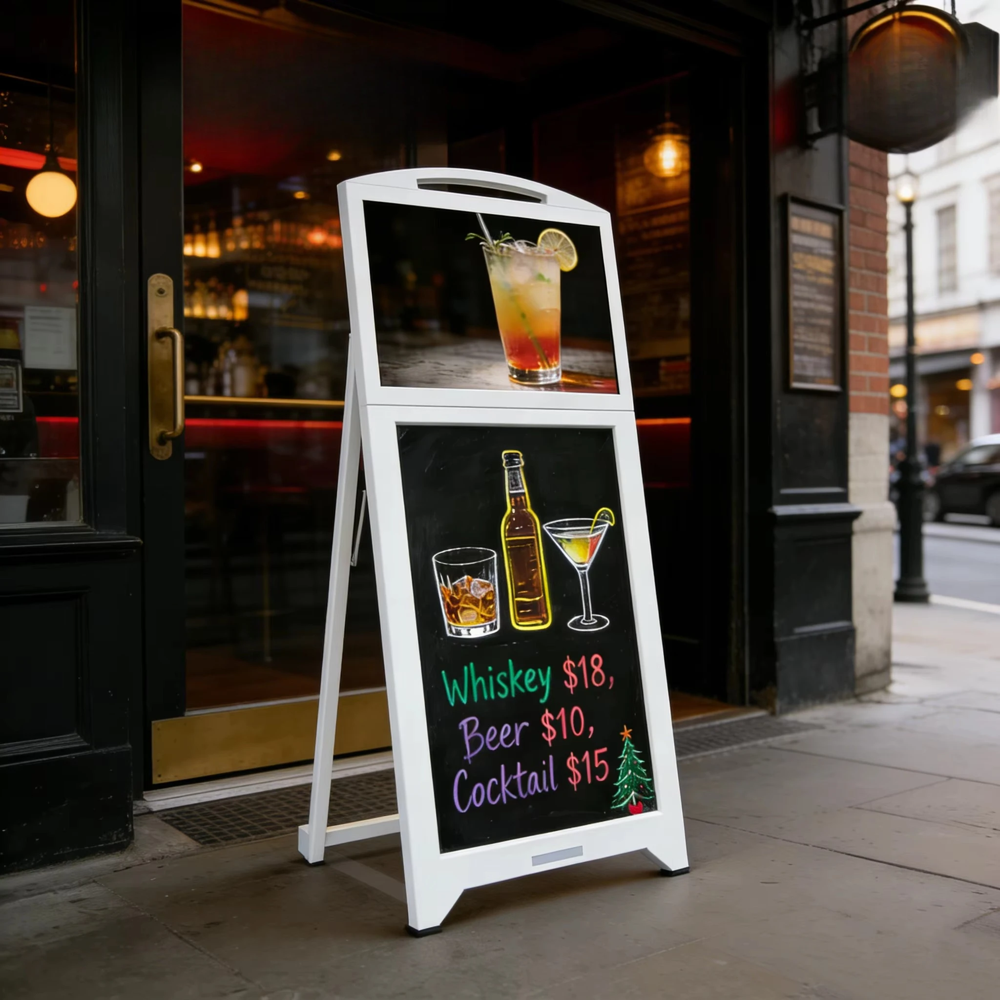 21.5 Inch Outdoor Digital Menu Board LCD Advertising Display with LED Writable Blackboard Animation Function and SDK Support