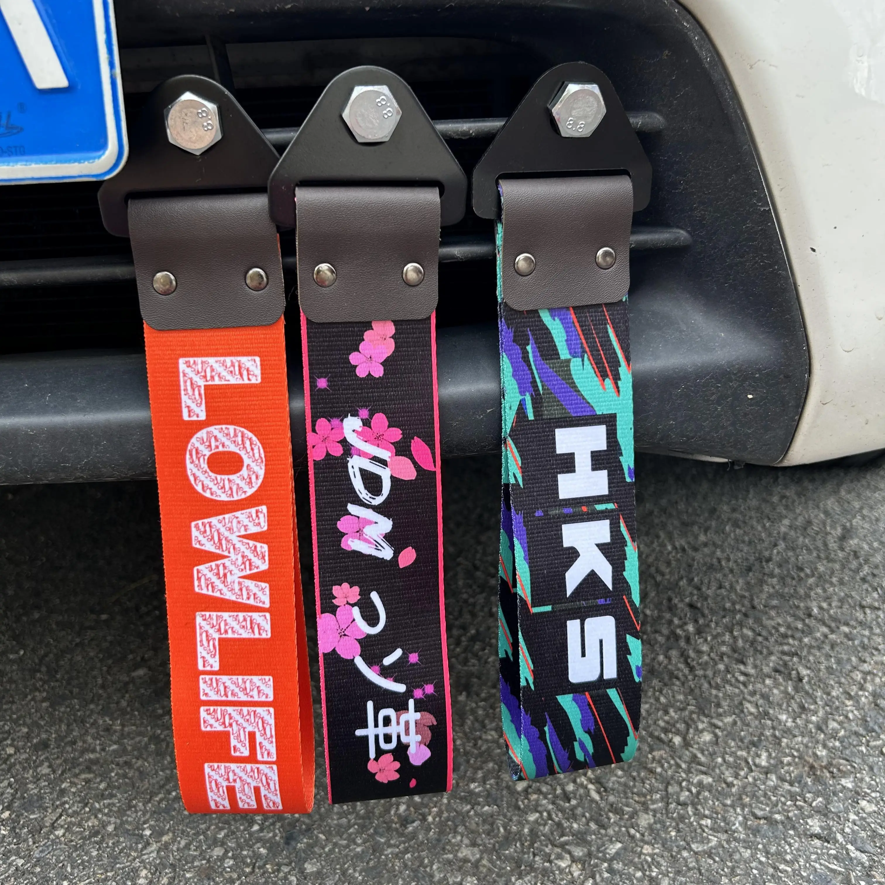 JDM Tow Strap Car Trailer Strap Tow Bar Nylon Car Tow Rope Hook Front Bumper Towing Sports Strap Fake Taxi HKS Racing Mugen