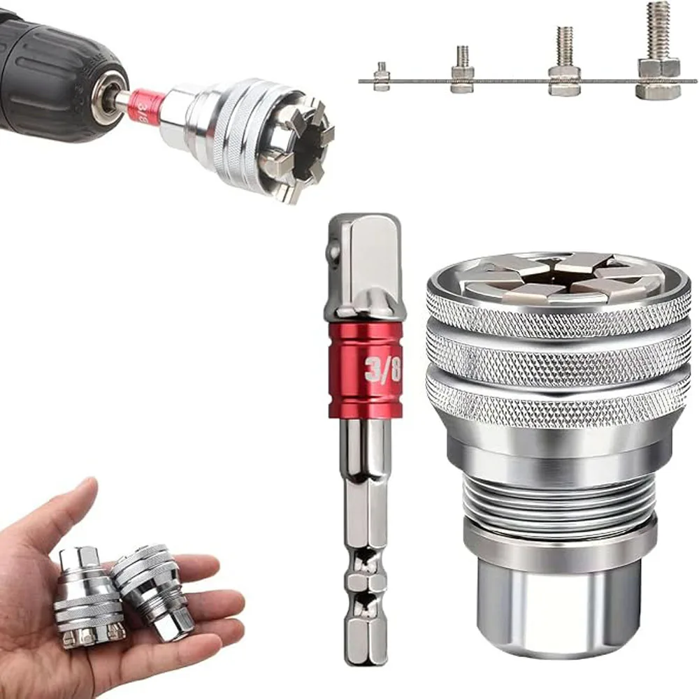 Universeller elektrischer Schraubenschlüssel-Adapter, passend für Standard-3/8-3/4'' 10 bis 19 mm Super-Steckschlüssel, multifunktionales Antriebswerkzeug – Detail 1