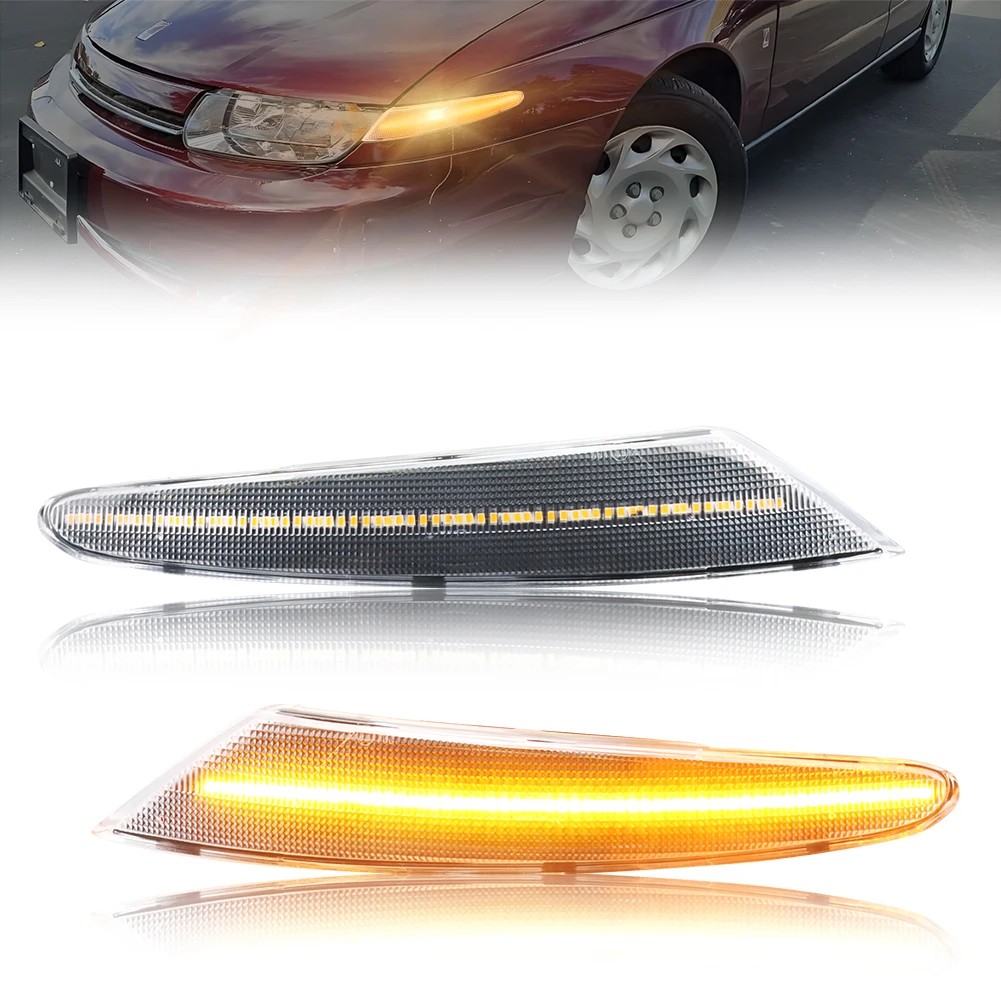 2Pcs Front Corner Light  Turn Signal Light Parking Light Fender Light Side Marker Light W/LED For 2000 2001 2002 Saturn L Series
