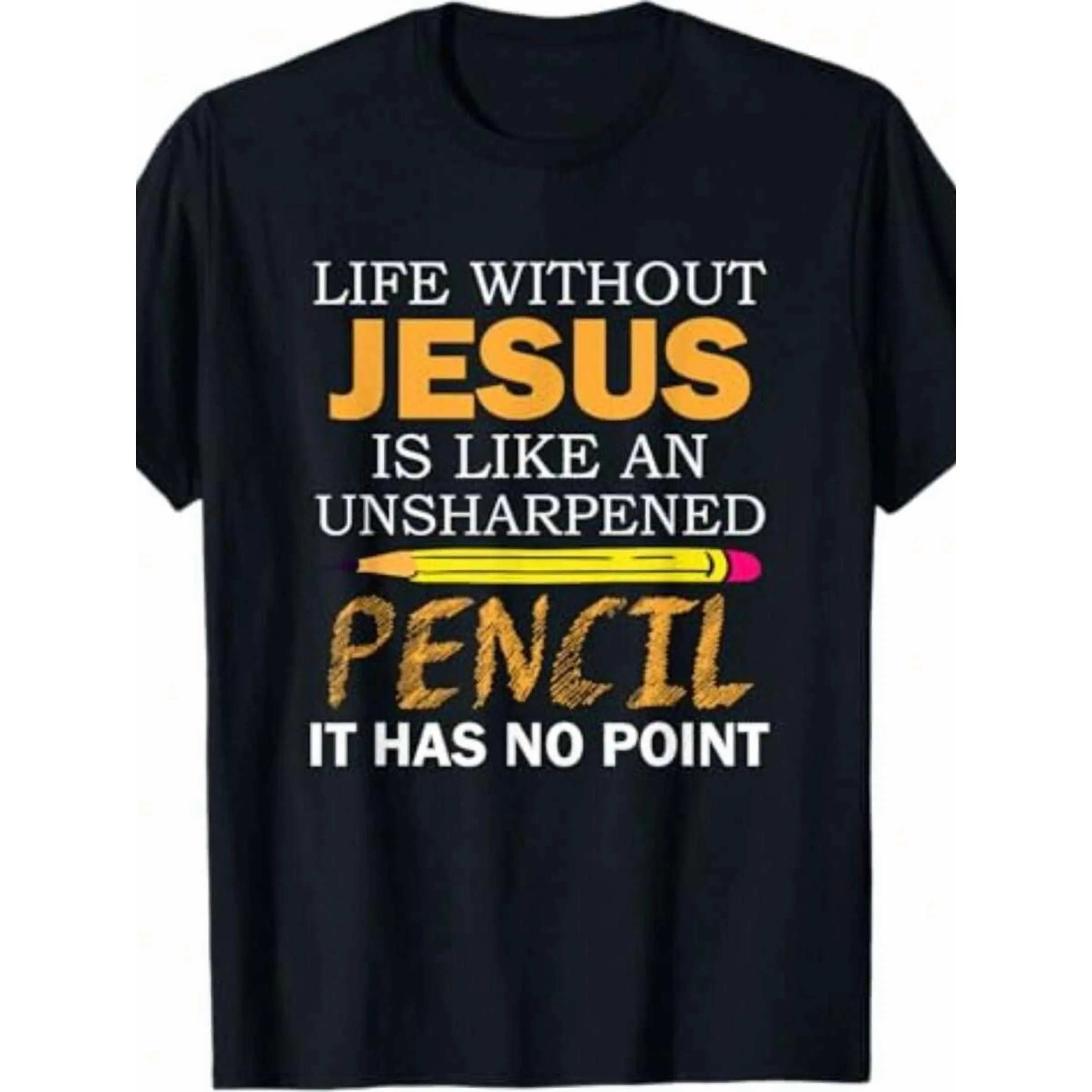 Life Without Jesus Funny Christian Religious Faith T-Shirt, Casual Crew Neck Short Sleeve Tee