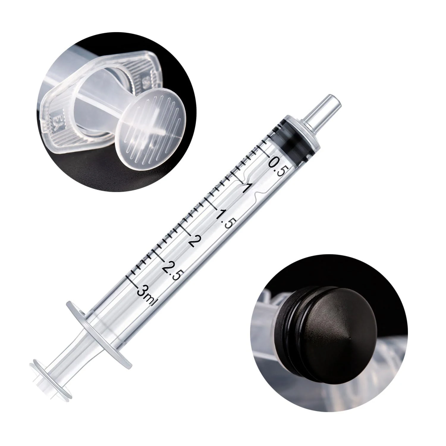 100pcs 3ml/cc Sterile Disposable Plastic Syringe Luer Slip Individually Wrapped with No Needle, For Lab Sampling, Pet Feeding