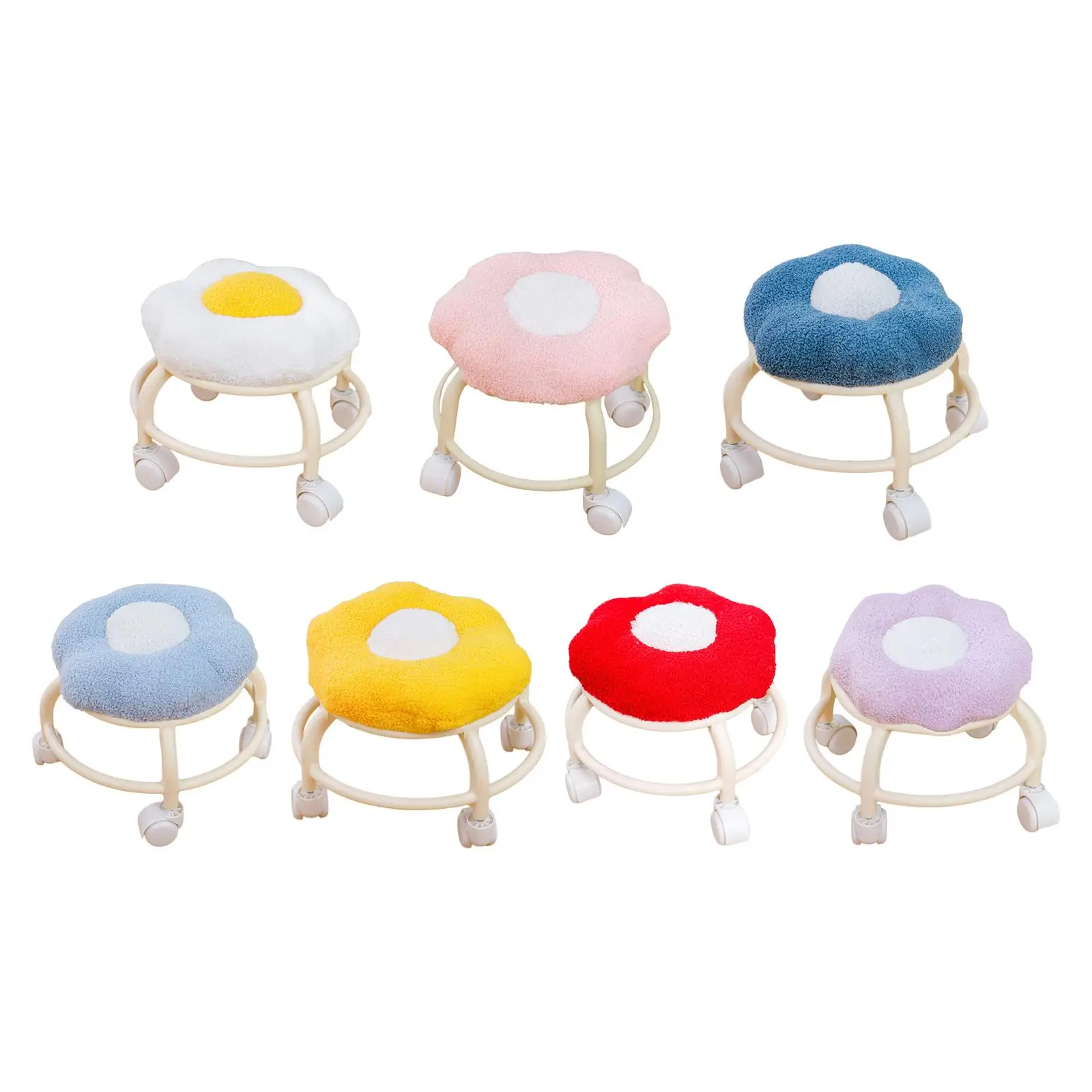 

Low Roller Seat Stool Sturdy Round Movable Mini Stool Small Heavy Duty Pedicure Stool for Salons Kitchen Garage Barber Shop Kids