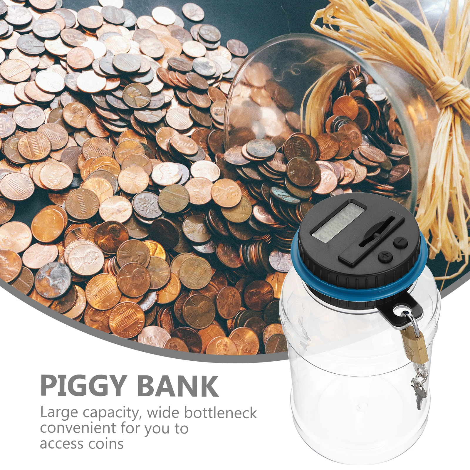 

1pc Digital Piggy Bank Counting Jar Plastic Coin Storage Box Lock Transparent LCD Display Savings Pot Gifts