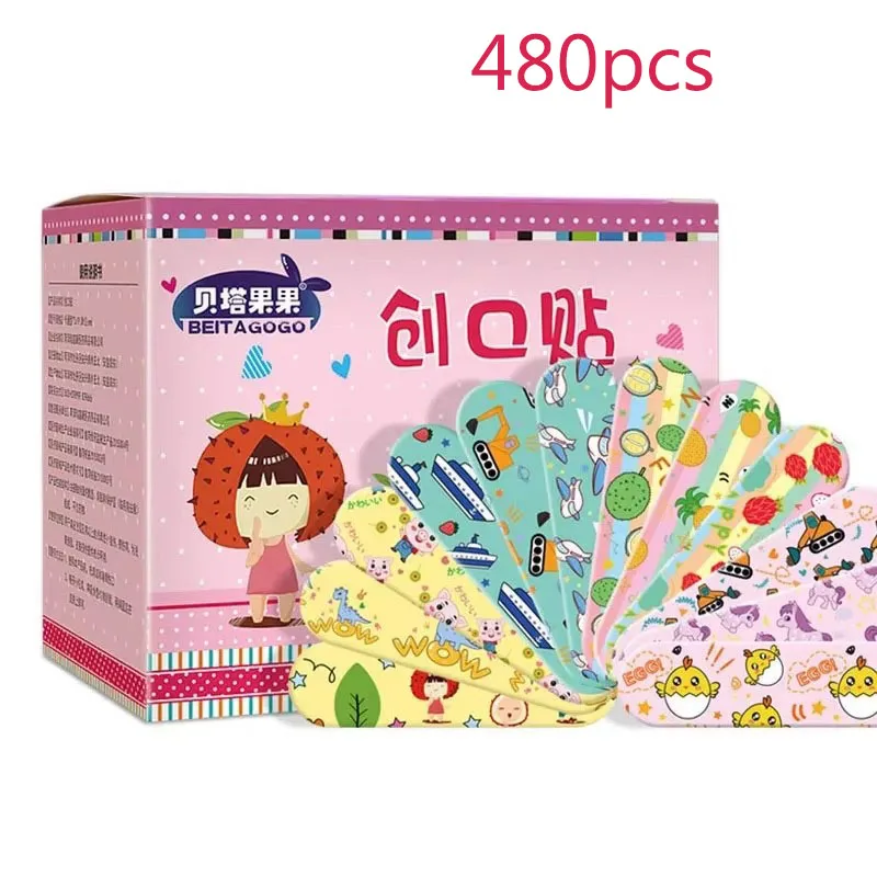 

120-480pcs Cartoon Pattern Waterproof Hemostasis Band Aid Stickers Kids Adhesive Bandage Wound Plaster First Aid Emergency Kit