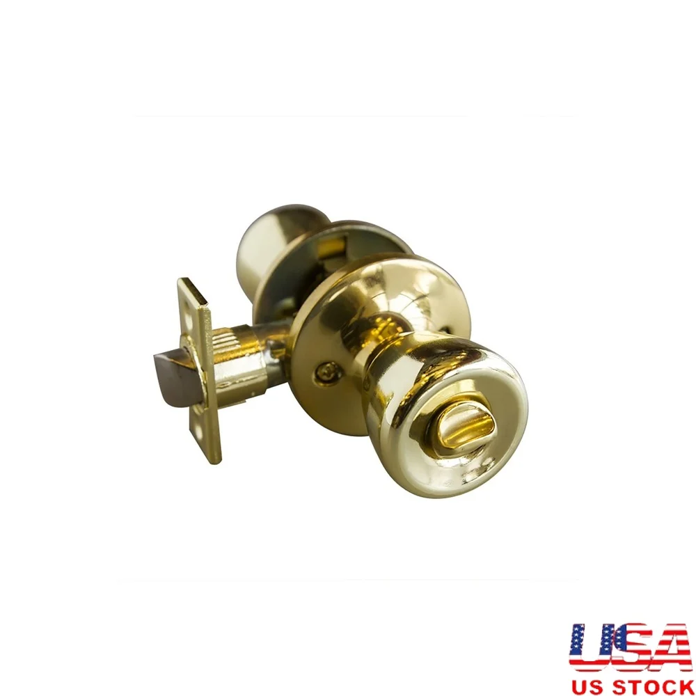 

Universal Privacy Door Knob 6-Way Polished Brass Bedroom Bathroom Interior Use Locking Mechanism ANSI Grade 3 Certified