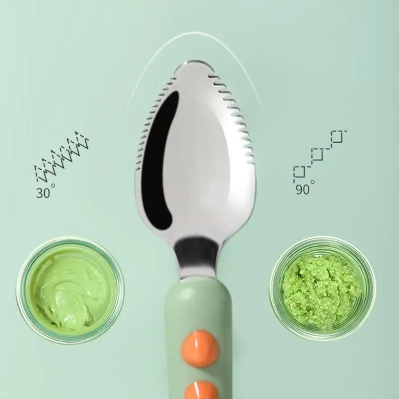 w3jf หัวสองหัวซิลิโคนช้อนพกพาพกพาขูดโคลนช้อน bpa ฟรีปลอดภัย