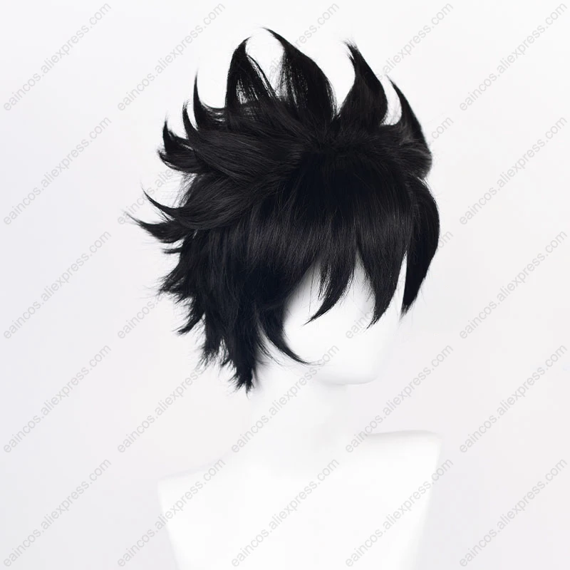 Peruca Cosplay Anime Kuroo Tetsurou, Cabelo Curto Preto, Resistente ao Calor, Perucas Sintéticas, 30cm