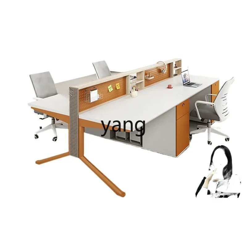 LH desk simple modern workstation office desk and chair combination 4 four 6 staff office