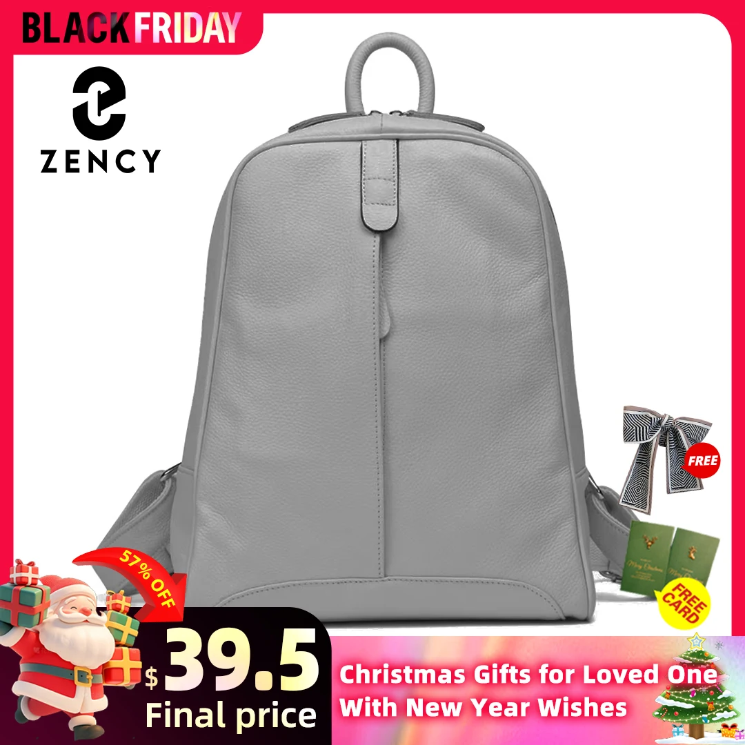 Zency Travel Backpacks Women 100% Genuine Leather Preppy Schoolbag For Girls Fashion Knapsack Large Capacity More Pockets